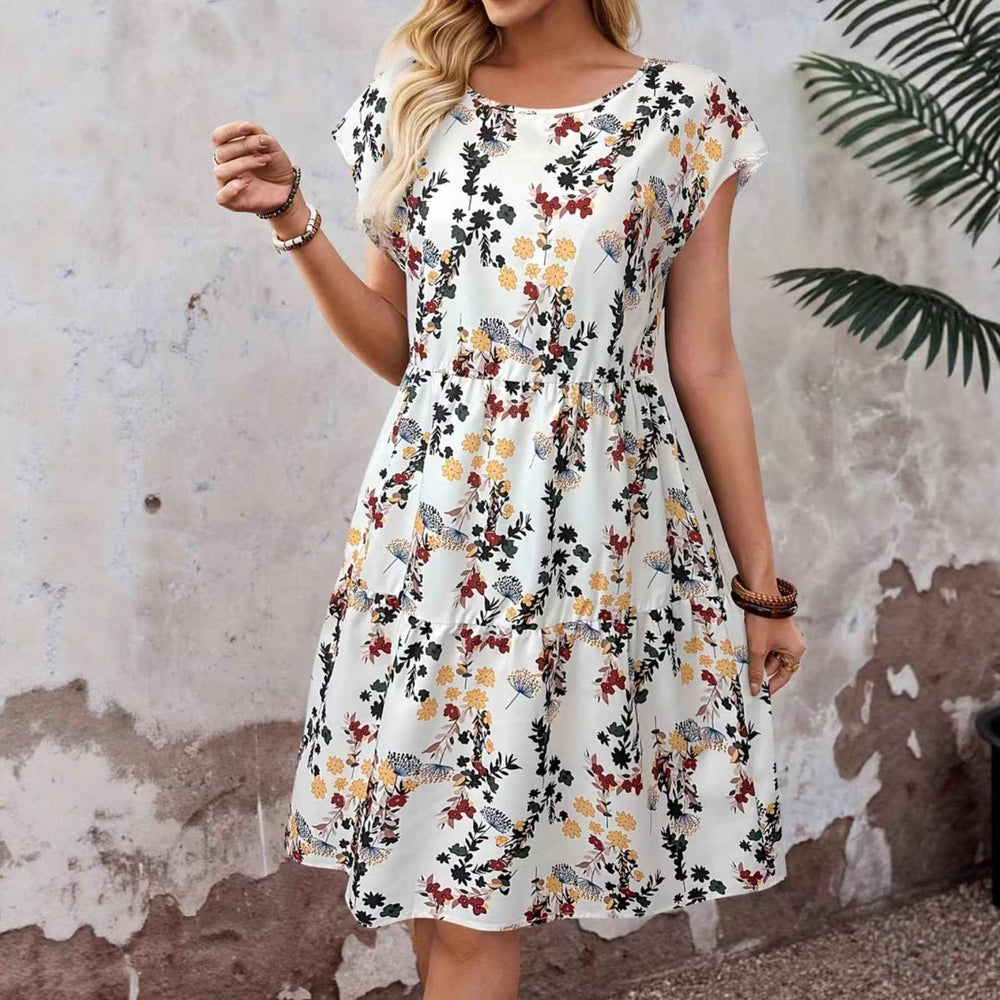 Robe décontractée à manches courtes et col rond pour femmes, imprimé floral – Style décontracté japonais/coréen