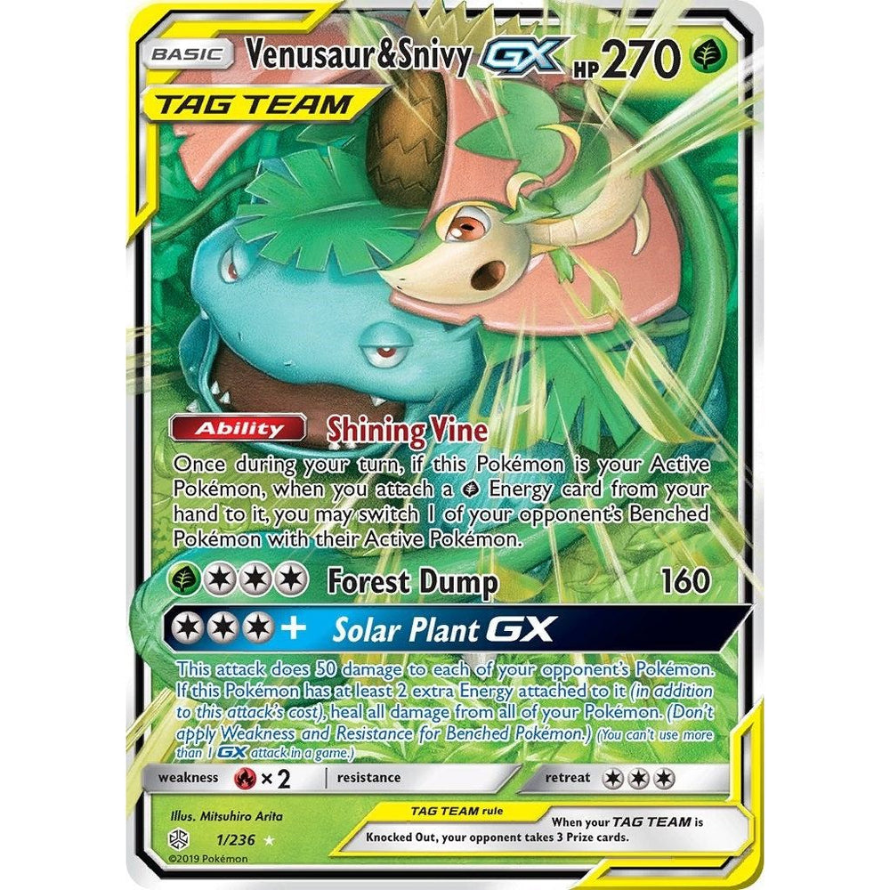 Venusaur & Snivy GX (1/236) (SM12)