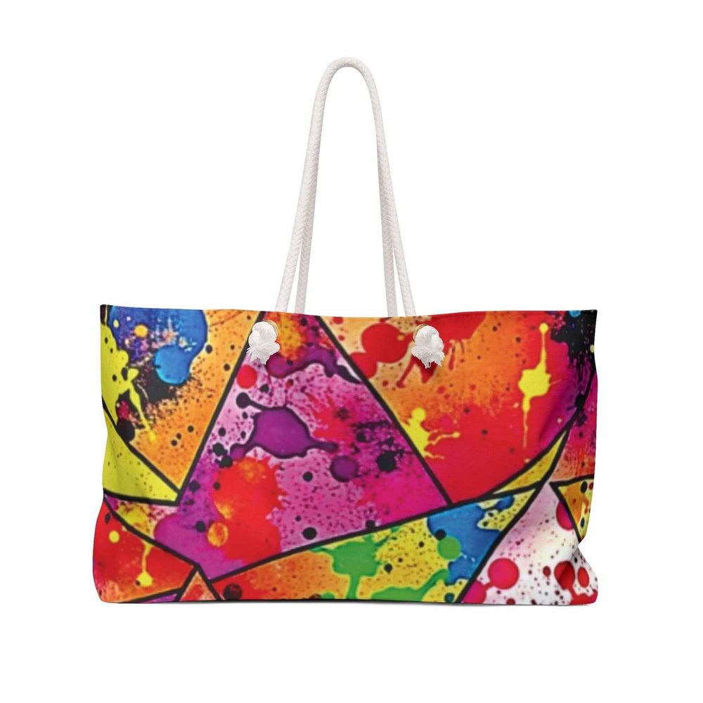Sac de voyage géométrique éclaboussé de peinture colorée | Sac fourre-tout de voyage éclatant | Grand sac fourre-tout