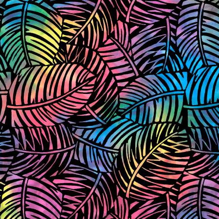 Feuilles de palmier noir/multicolore 108 po de large
