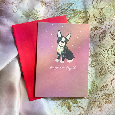Chien enjoué et lumineux | Boston Terrier | Mini Carte de Vœux
