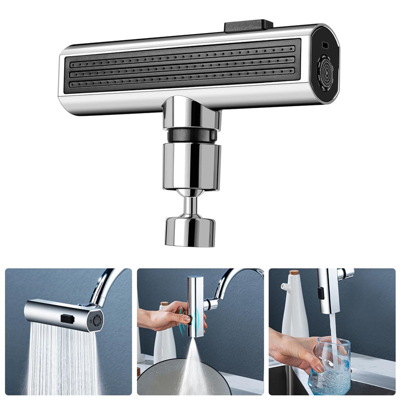 Robinet de cuisine à sortie cascade anti-éclaboussures, barboteur rotatif universel, rallonge de buse d'eau multifonctionnelle