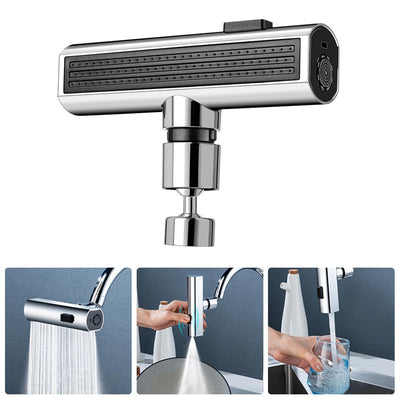 Robinet de cuisine à sortie cascade anti-éclaboussures, barboteur rotatif universel, rallonge de buse d'eau multifonctionnelle