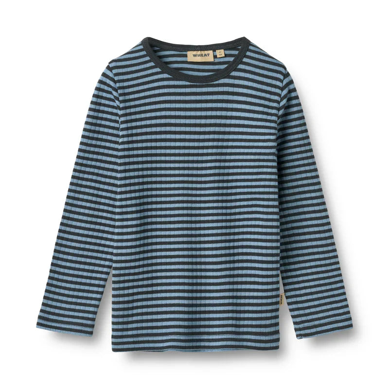 Long Sleeve T-shirt Stig | Bright Blue Stripe | Wheat Kids