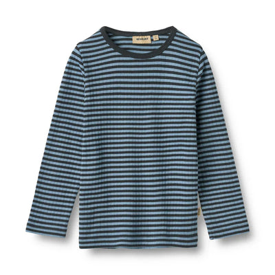 T-shirt manches longues Stig | Rayures bleu vif | Wheat Kids