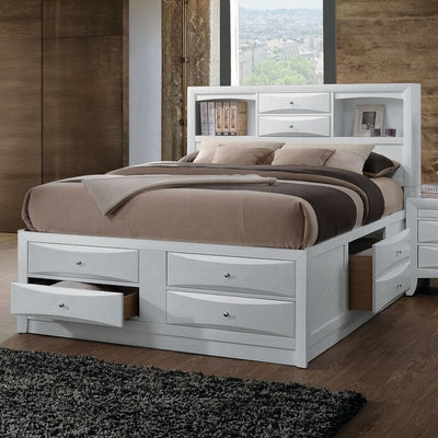 Lit plateforme de rangement Neend avec tiroirs multiples - Blanc