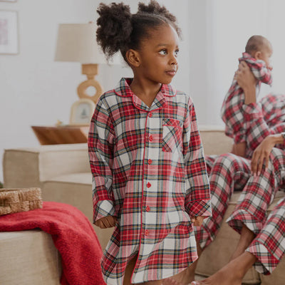 Robe de nuit en flanelle | Tartan Rouge | Petit Lem