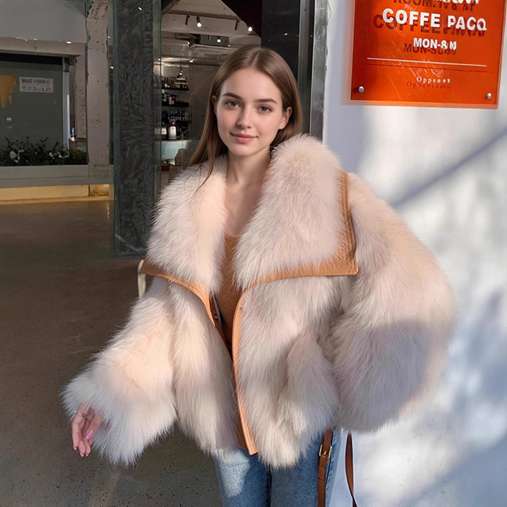 Manteau d’hiver chaud en fausse fourrure style jeune – Doux et pelucheux
