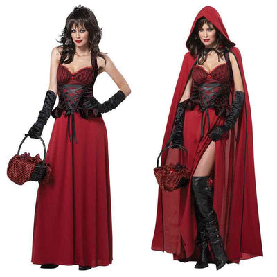 Ensemble de costume de jeu d'Halloween pour femmes – Tenue de cosplay en polyester avec châle, jupe et gants