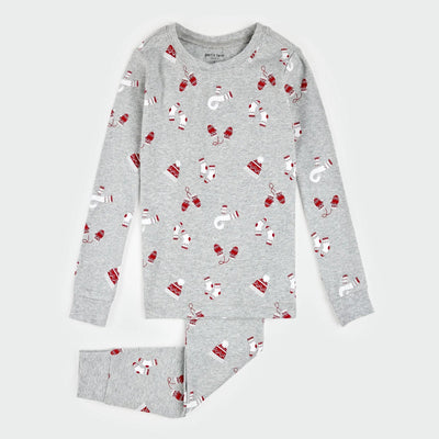 Ensemble pyjama "Mitts and Pieces" sur gris chiné | Petit Lem