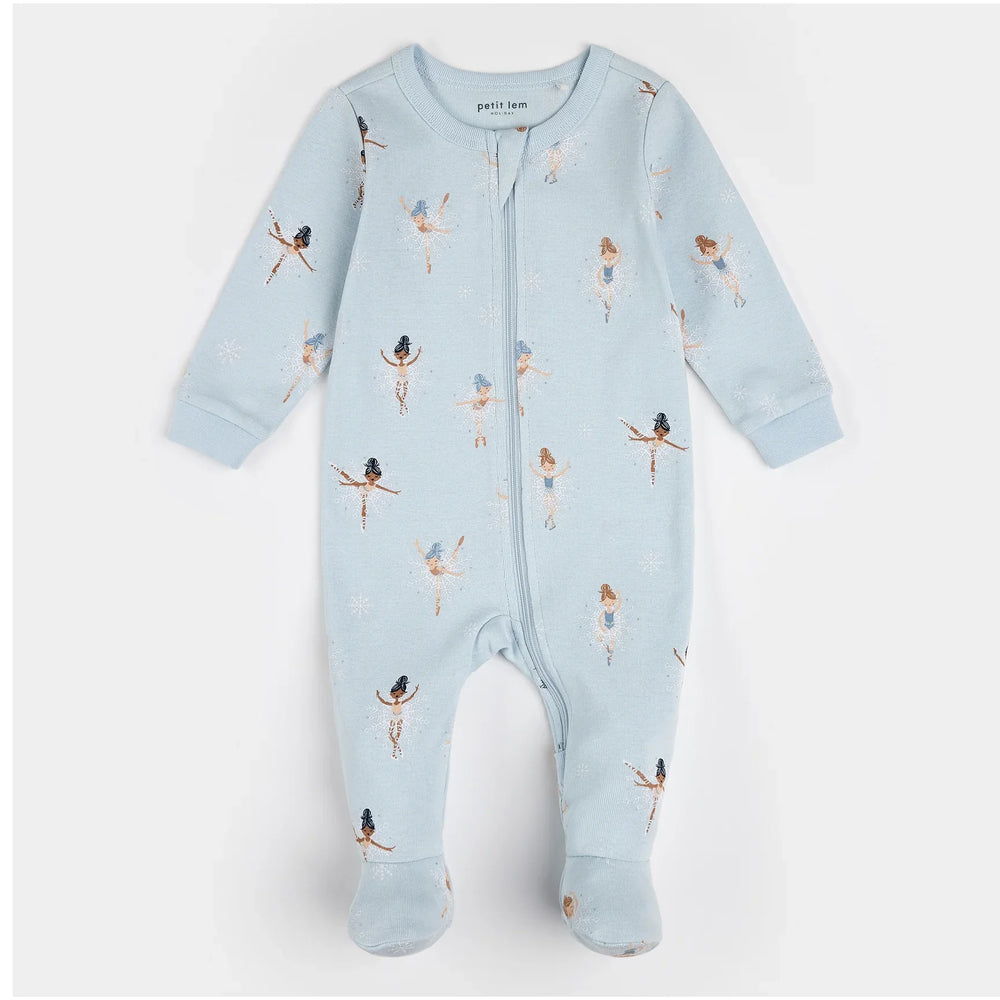Sugar Plum Fairy Print on Ice Blue Sleeper | Petit Lem