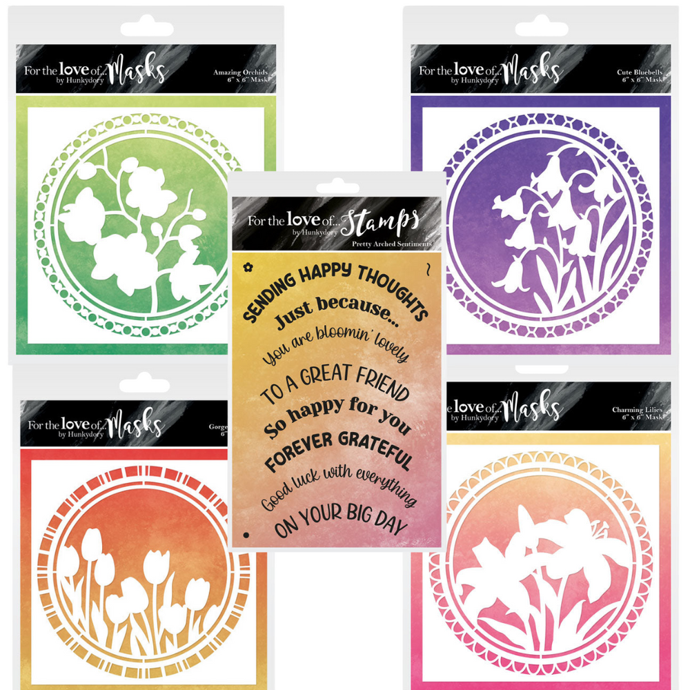 Masques de fleurs et ensemble de tampons de vœux Silhouette