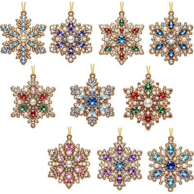 Ensemble de 10 ornements suspendus de Noël en acrylique – Décorations de Fêtes colorées en diamants de résine
