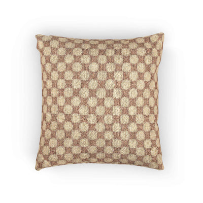 Woven Checkered Pattern Pillow | Neutral Brown Geometric Throw Pillow