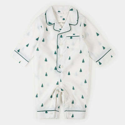Poplin Sleeper | Pine Tree Print on Off-White | Petit Lem