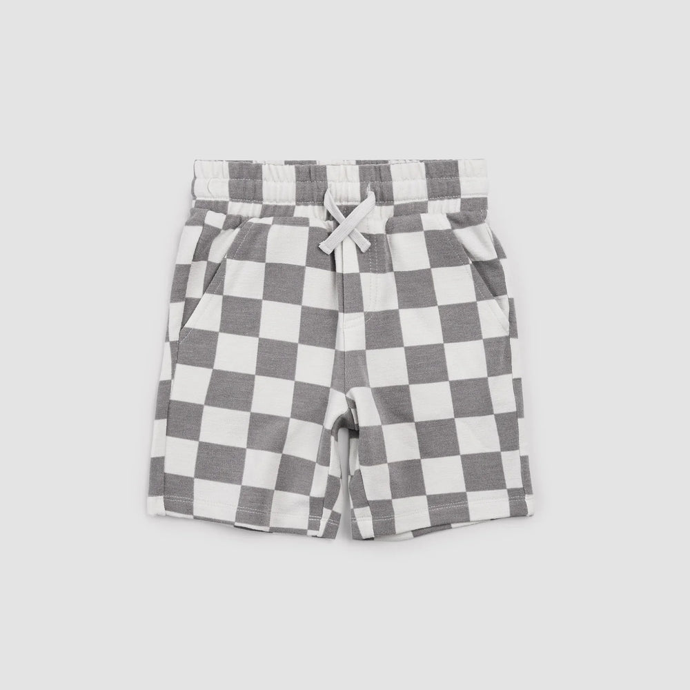 Shorts en tricot | Carreaux gris pâle | Miles the Label