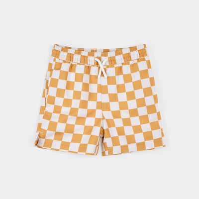 Short de bain | Carreaux orange | Petit Lem