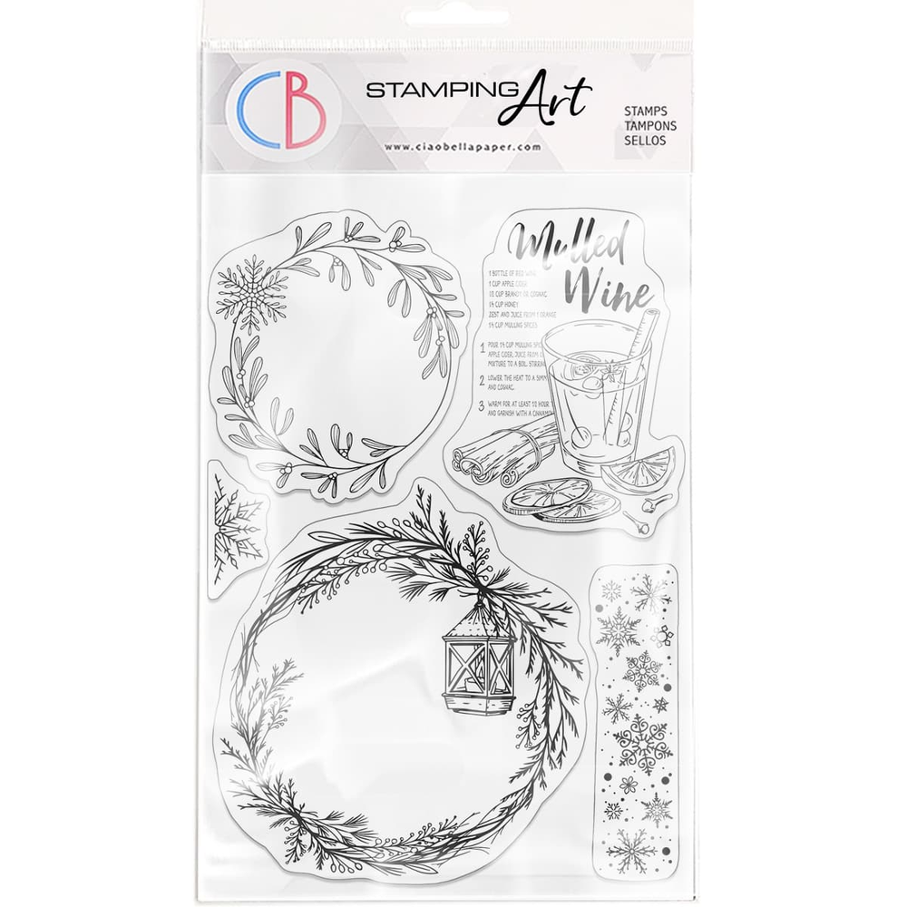 Ciao Bella Clear Stamp Set 6"x8" Wreaths & Mulled Wine — Ecstasy Crafts