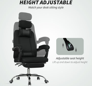 Brady Ergonomic Executive High Back Office Chair with Footrest and Lumbar Support-Black