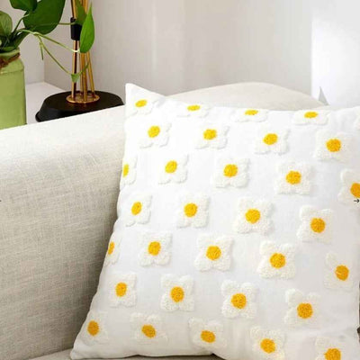 Housse de coussin décorative à broderie florale