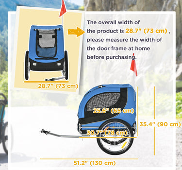 Aosom Foldable Dog Bike Trailer Pet Cart Wagon Safety Anchor Blue