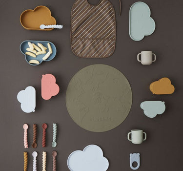 Chloe Cloud Plate & Bowl - Pale mint/Tourmaline