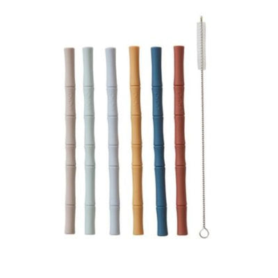 Bamboo Silicone Straw - Pack of 6 - Cold colors