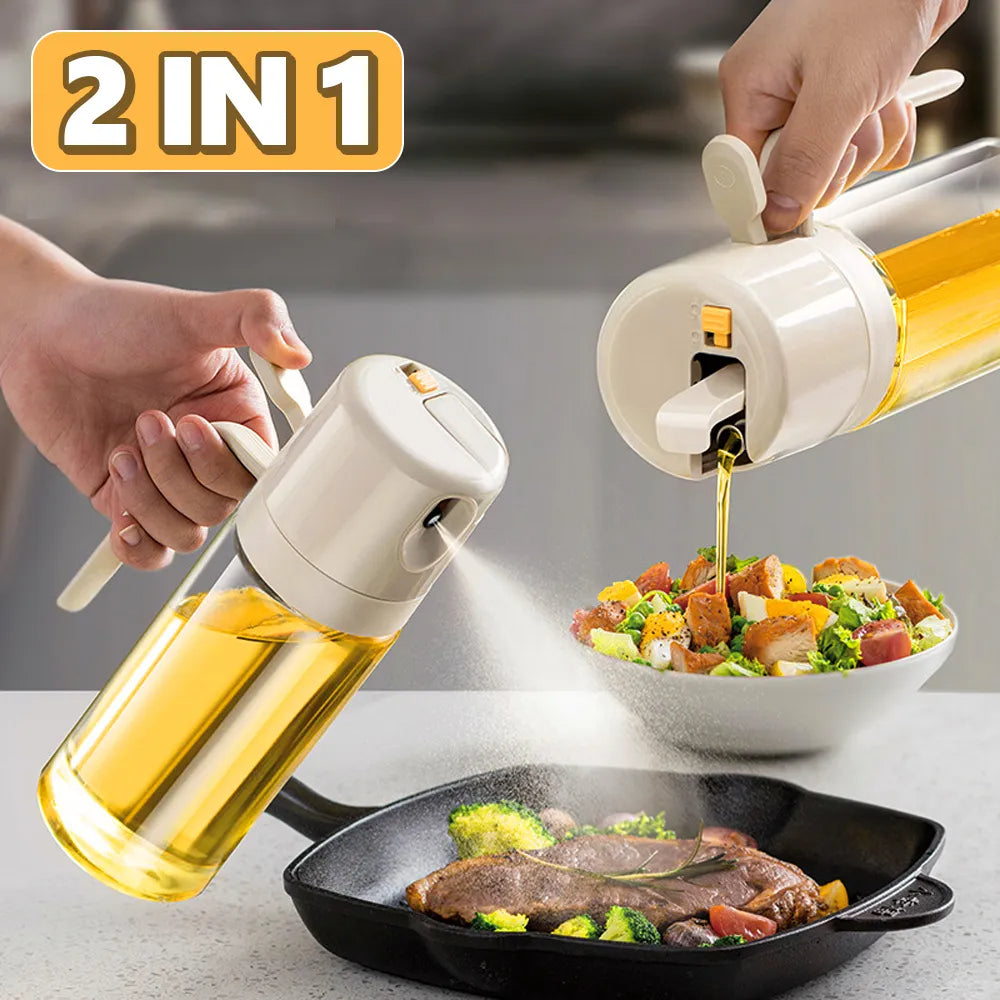 Bouteille pulvérisateur d'huile 2 en 1 pour BBQ et cuisine, distributeur d'huile d'olive, vaporisateur et vinaigrier