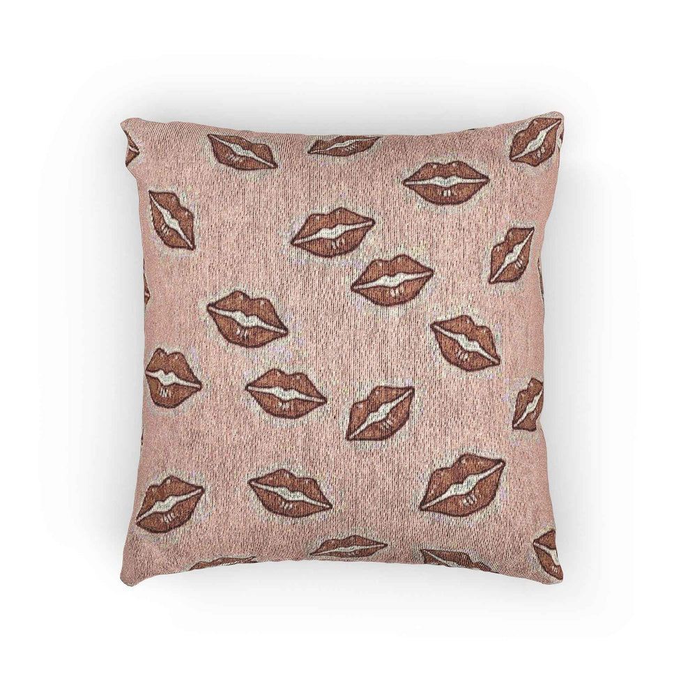 Coussin tissé motif baisers | Coussin décoratif imprimé lèvres