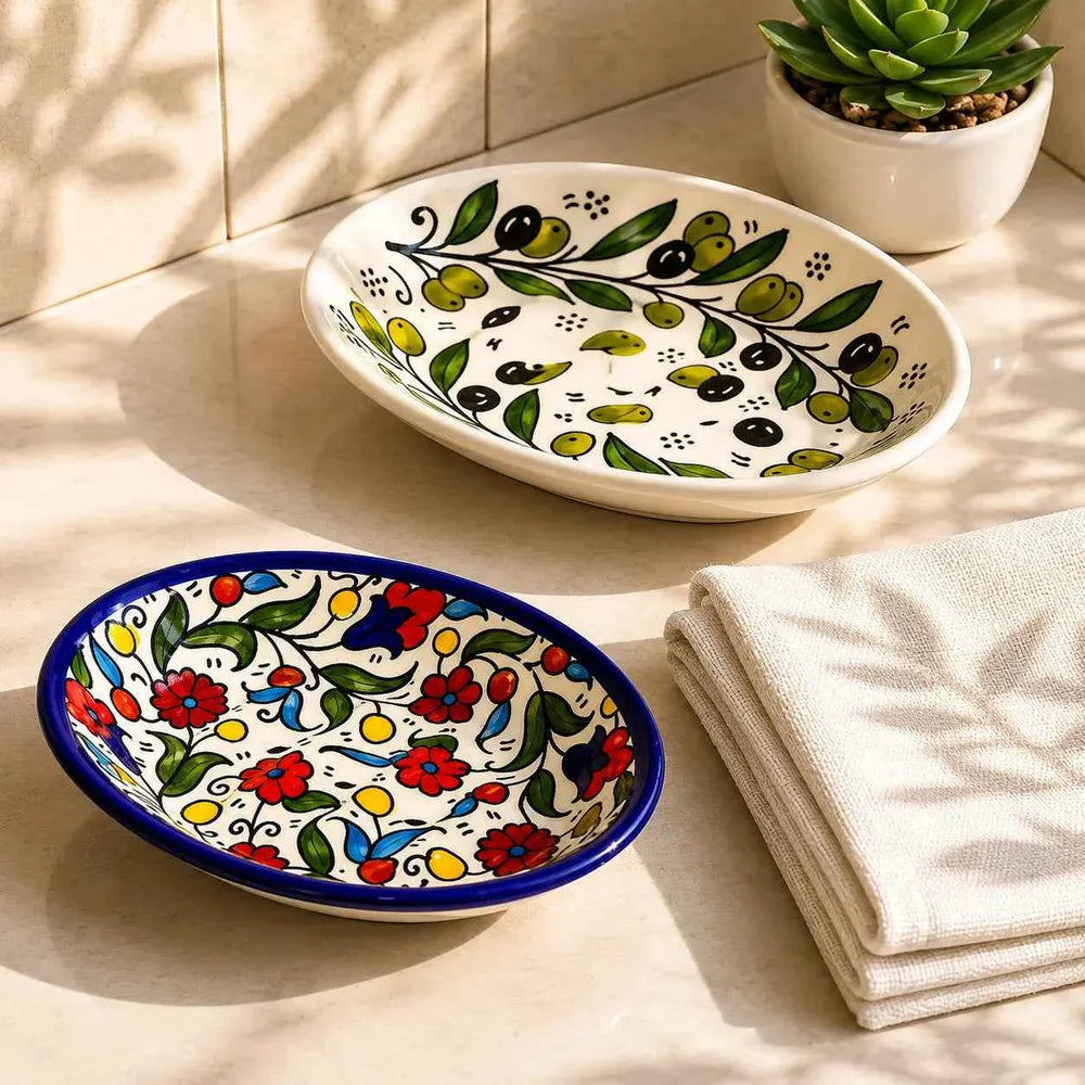 Handmade Ceramic Soap Dish – Draining Soap Holder Tray 11 × 14.3 × 3cm