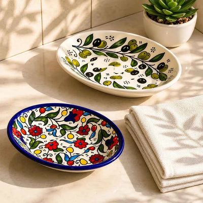 Handmade Ceramic Soap Dish – Draining Soap Holder Tray 11 × 14.3 × 3cm