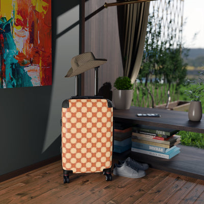 Valise de cabine à damier rétro — Bagage de voyage orange vintage