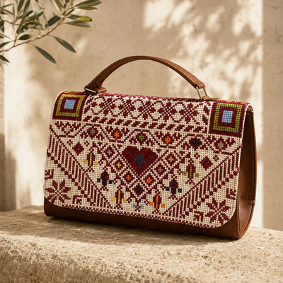 Sacoche bandoulière pour femme, fait main, motif cœur Tatreez palestinien