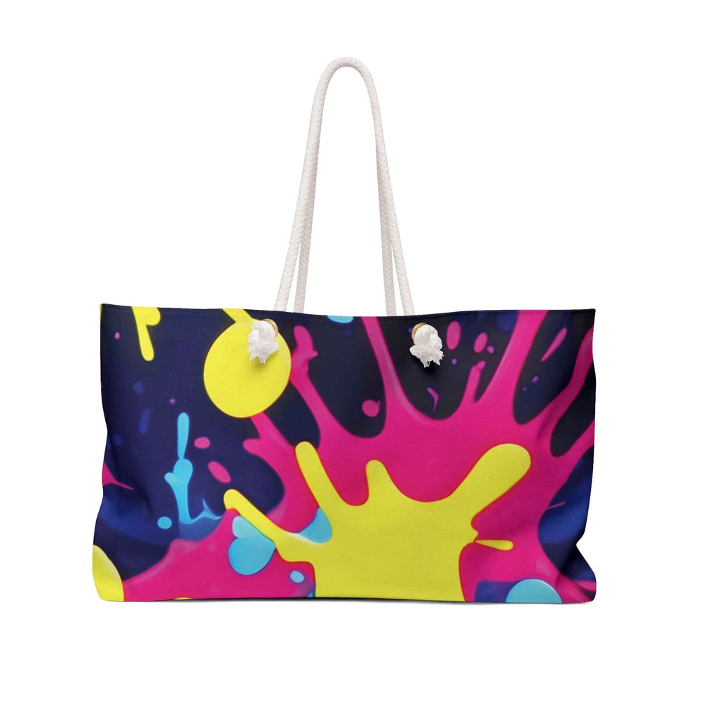Sac de fin de semaine néon à éclaboussures de peinture | Fourre-tout de voyage coloré | Sac de cabine pour maman occupée
