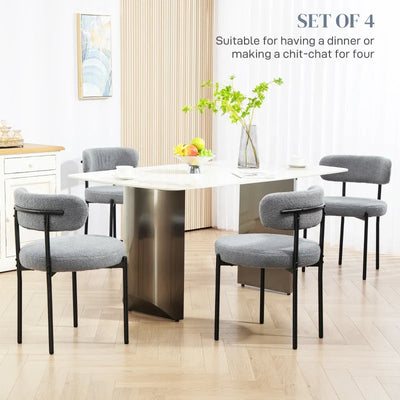 Chaises de salle à manger modernes Cruz avec dossier en molleton berbère - Ensemble de 4 - Gris