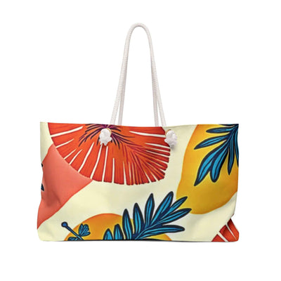 Tropical Floral Print Weekender Bag | Citrus Palm Beach Tote | Large Tote Bag | everyday mom bag | mom baby essentials bag