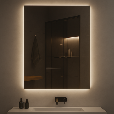 Miroir de salle de bain DEL rétroéclairé rectangulaire Ondelle — Antibuée, graduable 3-CCT | 4 tailles