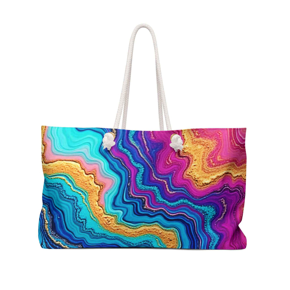 Colorful Agate Pattern Weekender Bag | Blue Teal Pink Marble, Large Tote Bag