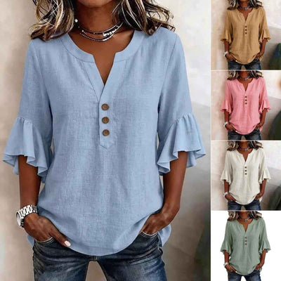 Blouses amples unies décontractées pour femmes, style mode estivale vintage. Chemises et hauts surdimensionnés élégants pour jeunes femmes.