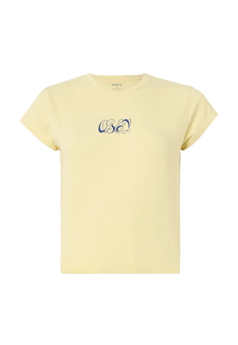 T-shirt court Obey 'Swirly Script' - Banane pâle