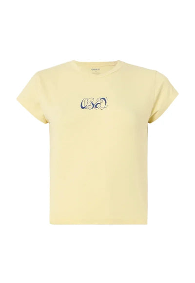 Obey 'Swirly Script' Cropped Tee - Pale Banana