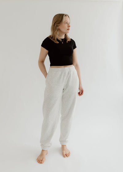 Le pantalon Gisele | Blanc chiné poids lourd