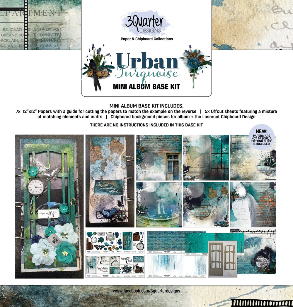 3Quarter Designs - Kit de base mini-album - Urban Turquoise