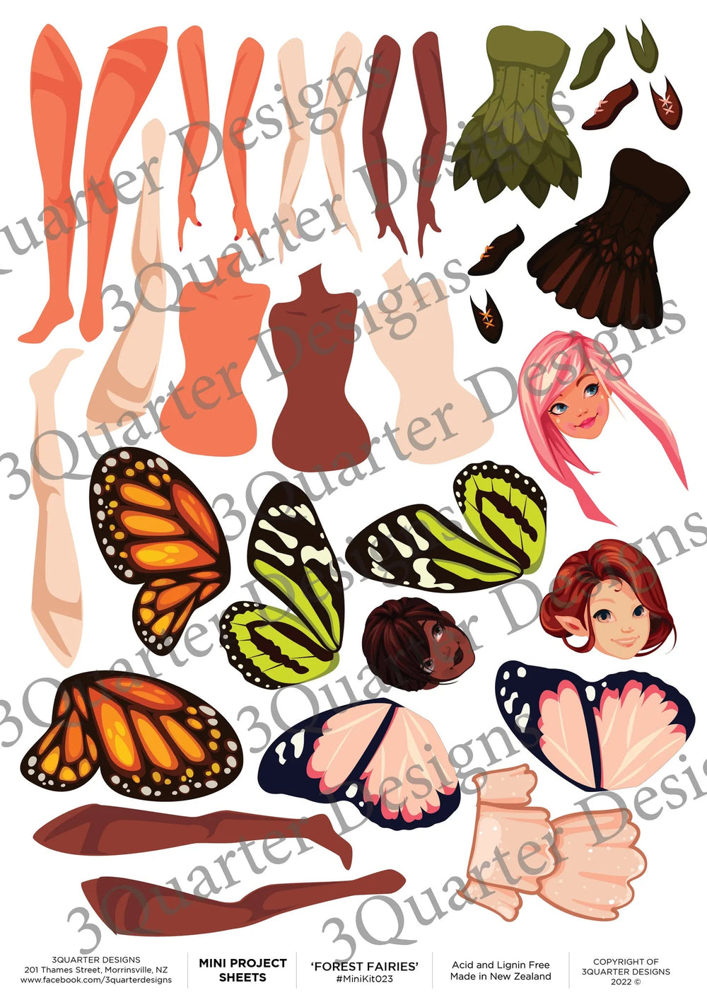 3Quarter Designs - Mini Project Sheets- Forest Fairies
