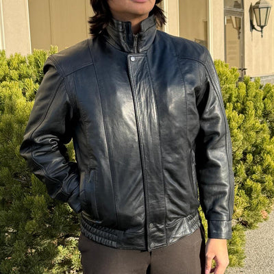 Veste aviateur en cuir à double poche pour hommes BOL