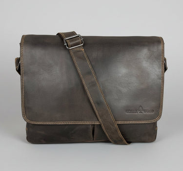 Greenwood Leather Laptop Bag. Premium Waxed Full-Grain Leather Briefcase for 16" Laptops