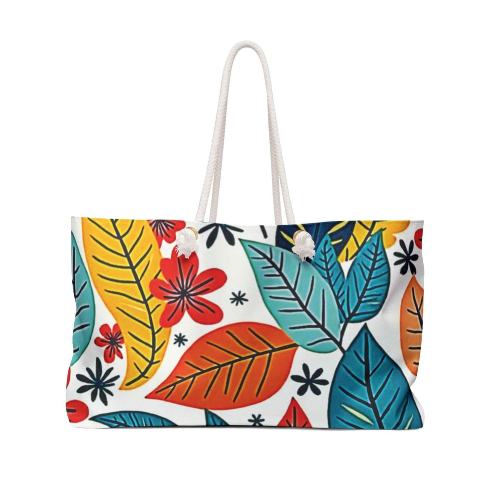 Colorful Tropical Leaves and Flowers Weekender Bag | Floral Travel Tote Bag | Large Tote bag | mom carry on bag