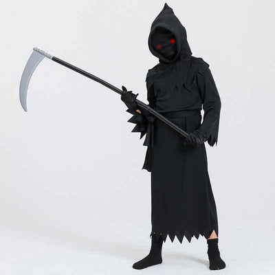 Déguisement d'Halloween Enfant Faucheuse – Tenue de Cosplay à Capuchon pour Garçons et Filles