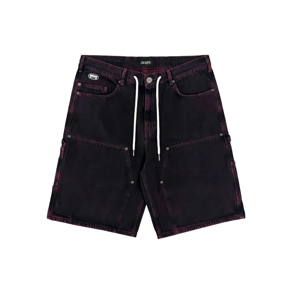 Jacker 'Classic' Denim Baggy Carpenter Shorts - Red