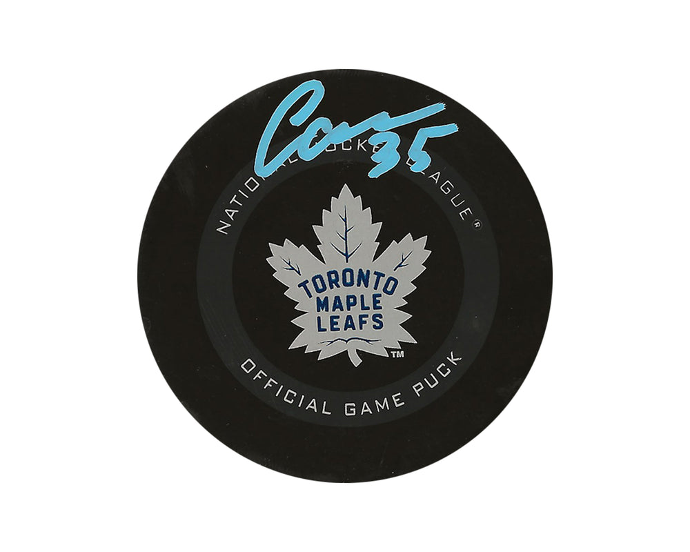 Rondelle de match officielle des Maple Leafs de Toronto autographiée par Ilya Samsonov